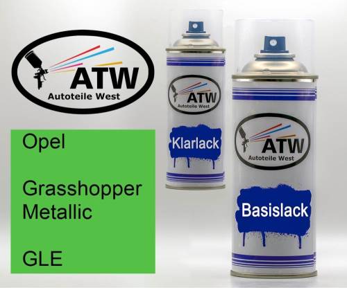 Opel, Grasshopper Metallic, GLE: 400ml Sprühdose + 400ml Klarlack - Set, von ATW Autoteile West.
